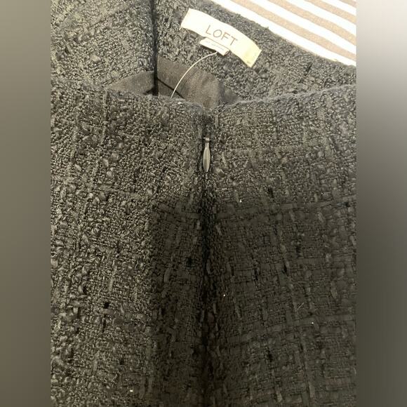 LOFT Tweed Button Wrap Skirt Womens‎ 10 Black New Career Preppy Secretary - Picture 10 of 10